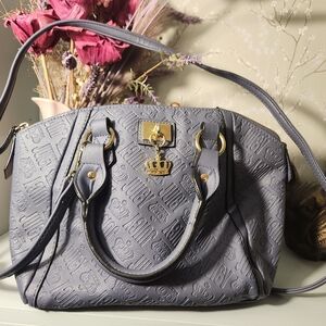 Juicy Couture Periwinkle Embossed Shoulder Bag Dome Satchel Vegan Leather